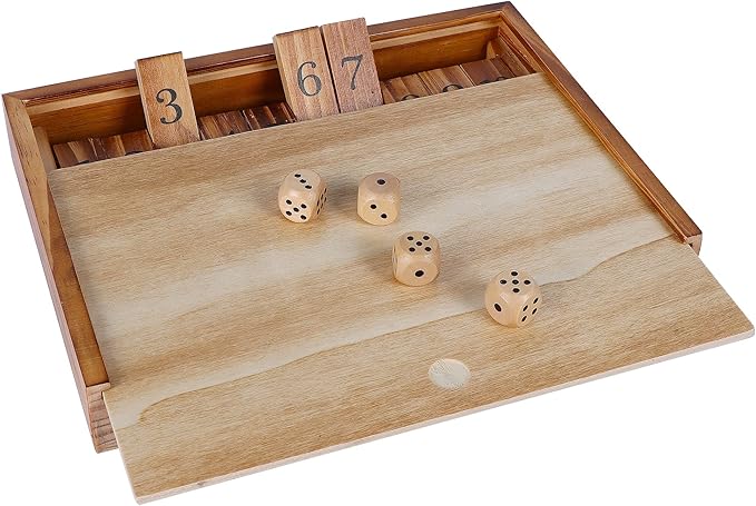 Glintoper Shut The Box & 4 in a Row Tables Game Set, Classic Wood Dice Game - Image 3