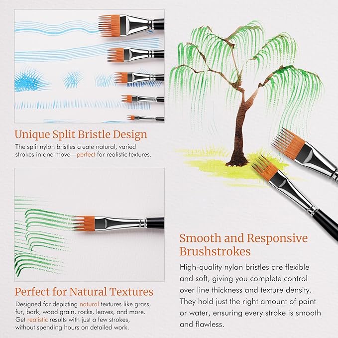 Fuumuui Grainer Brush Set–5pcs Professional Flat Comb Brushes - Image 3