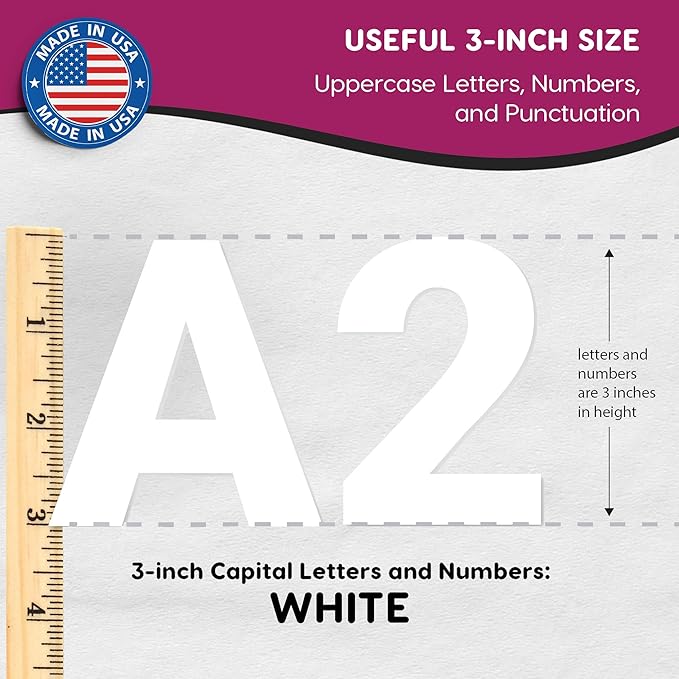 209 Pcs 3 in. White Bulletin Board Letters & Numbers, Capital Letters, - Image 3