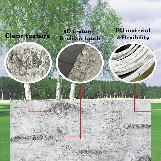 Artificial Birch Bark 3D Realistic Texture 78.7in*19.7in（10.8 Sq.ft）Silicone - Image 3