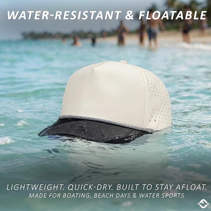 Funky Junque Performance Waterproof Golf Rope Hat – Cool Breathable Workout 5 Panel Snapback Cap for Men