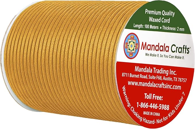 Mandala Crafts 2mm 109 Yards Gold Cotton Waxed Cord - Image 2