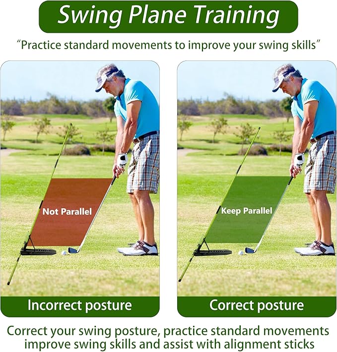 Golf Alignment Stick Holder, Golf Swing Trainer Training Aid, Adjustable Golf Posture Corrector, Portable Golf Swing Correction Equipment for Indoor & Outdoor Practice for Men Women Beginners
