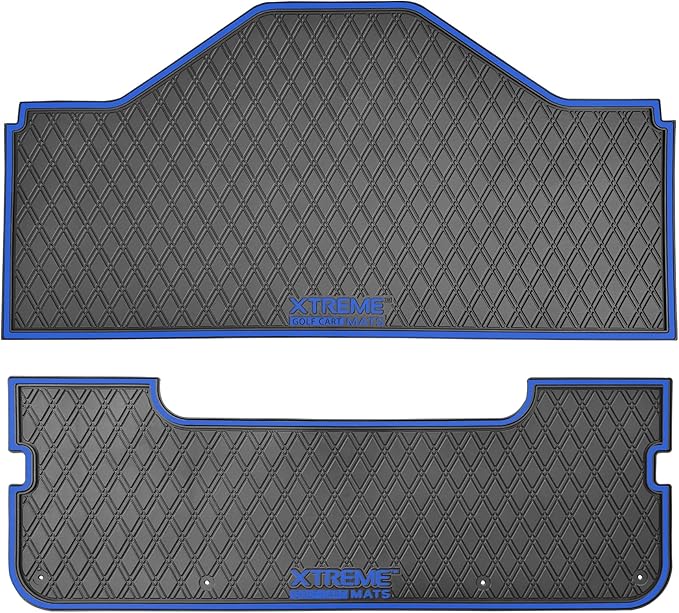 Xtreme MATS Evolution D5 Golf Cart Floor Mat Set - Rubber Double Diamond Design - Fits DMAX, D5, 2+2, 4F, 6F, Including Evolution Maverick and Ranger Trims