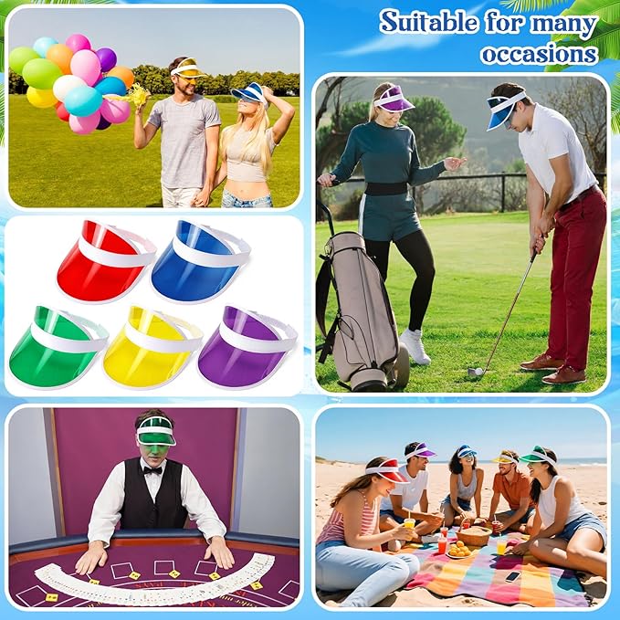 Tarpop Poker Visors Hats Bulk Casino Bingo Visor Casino Dealer Clear Plastic Sun Golf Hats for Women Men