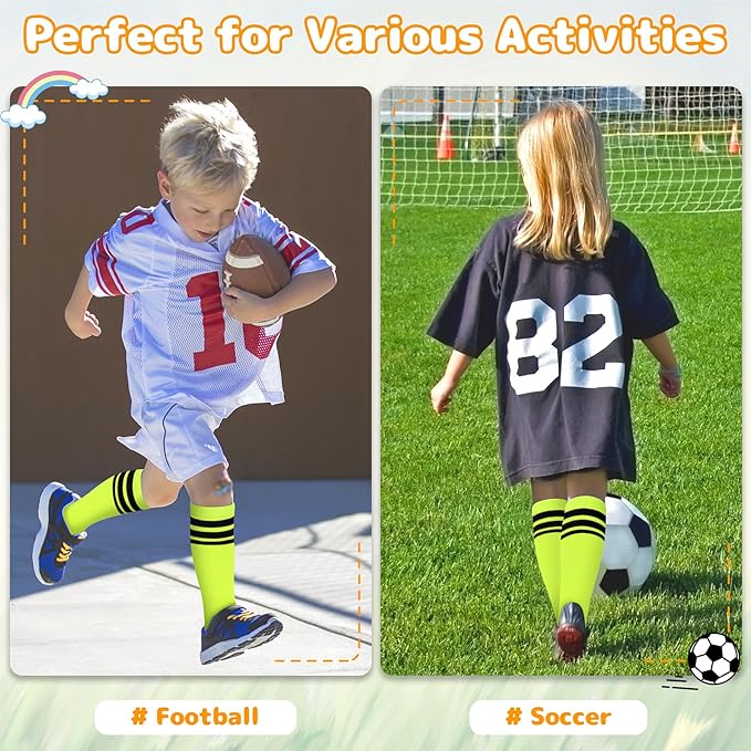 Olreco Toddler Soccer Socks Kids Baseball Socks Youth Softball Sock for Girls Boys Football Sock Boys Athletic Accessories