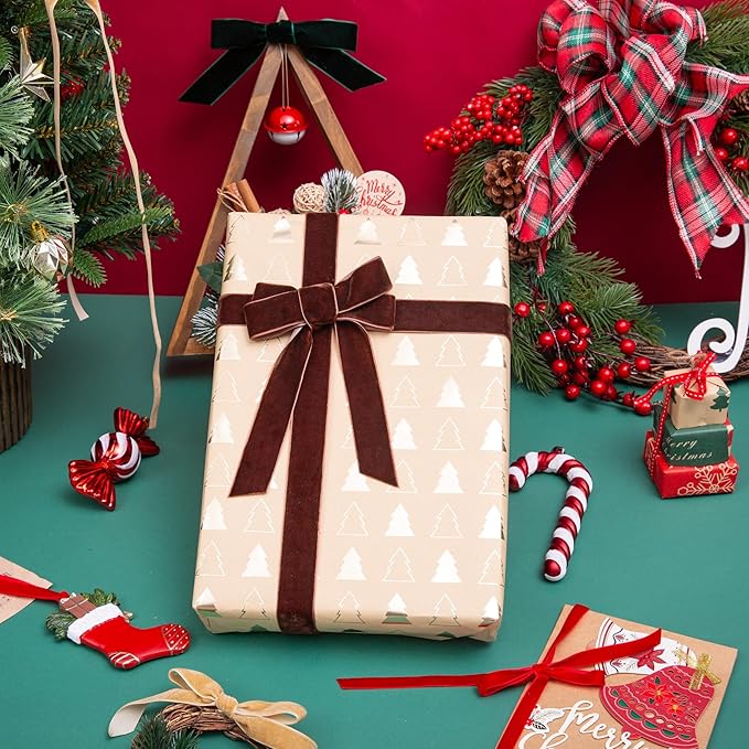 Vintage Brown Velvet Ribbon Chocolate Christmas Ribbon - Image 4