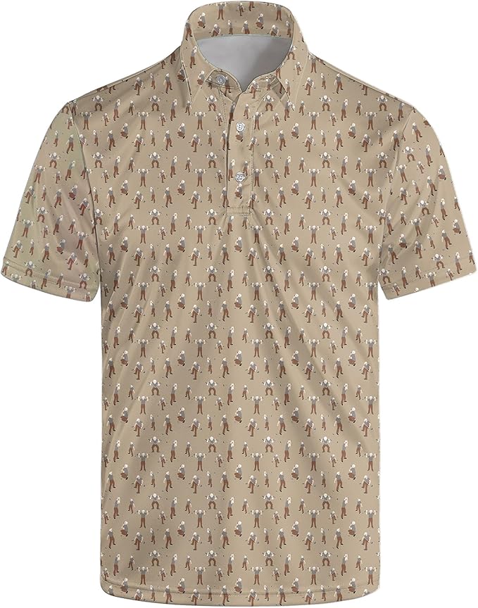Golf Polo Shirts for Men Funny Print Short Sleeve Golf Shirts Performance Golf Polos