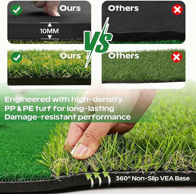 RIKADE Golf Mat - 5x4ft & 6x4ft 26mm-31mm Golf Hitting Mat for Simulators, Backyard, Garage, Indoor & Outdoor Use, Features Dual-Turf Mats with Ball Tray for Chipping and Swing Training