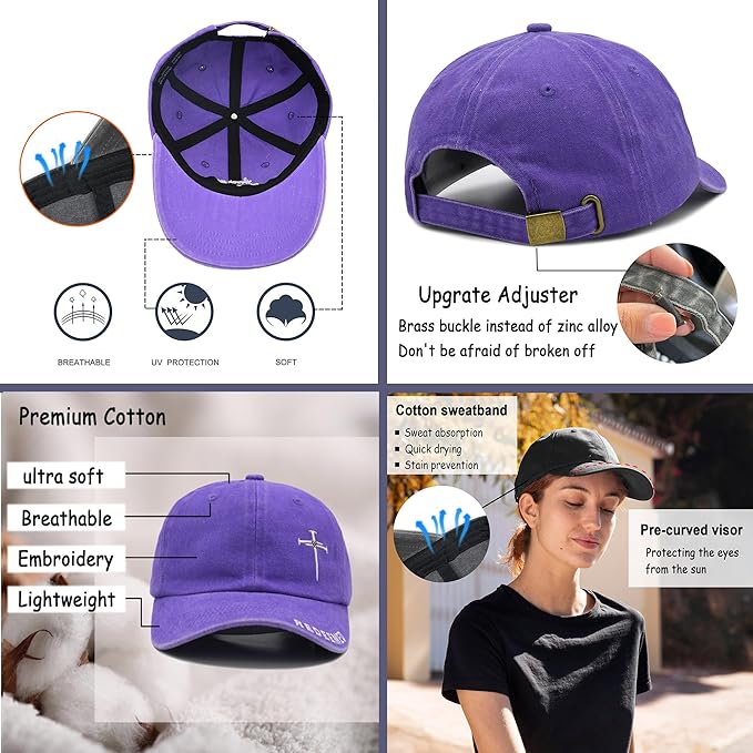 Cross Jesus Hat with Gifts Box, Embroidered Religious Baseball Cap, Christian Gifts for Men Women