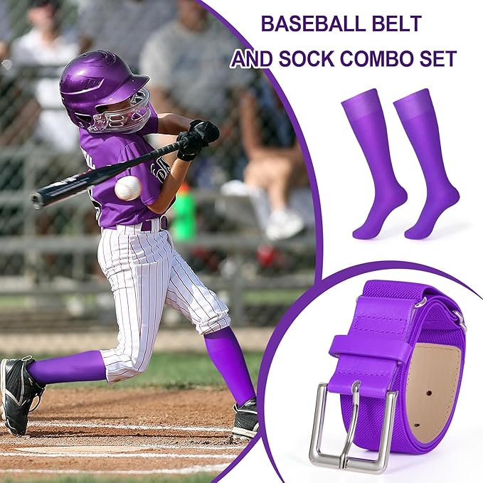 XZQTIVE Baseball Softball Socks and Baseball Softball Belt Combo Set Knee-High Soccer Socks for Kids Youth Adult
