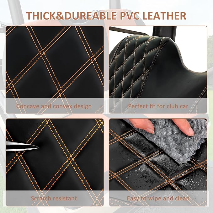 Golf Cart Diamond Seat Covers Kit, Fit for Club Car Precedent OEM Standard Front Seat Cushion, Golf Cart Vinyl Seat Cover, No Nails Required
