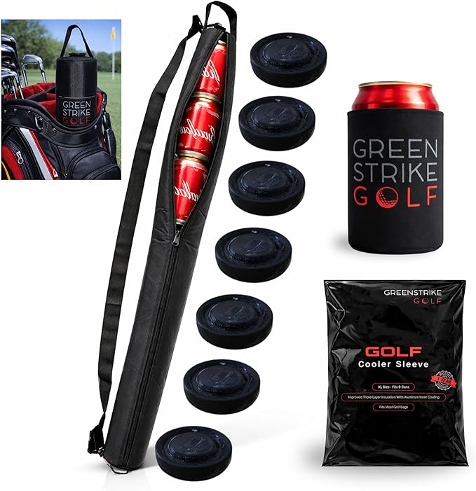 9 Can Insulated Golf Beer Sleeve with 7 Ice Pack Coolers - 8mm Thick Insulation Keeps Drinks Cold and Leak Proof Zipper – Customer-Favorite Golfing Gifts & Golf Bag Accessories
