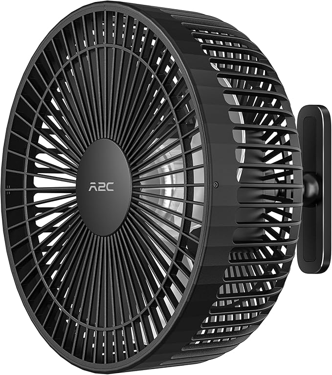 A2C Golf Cart Fan, 7.5" Rechargeable Magnetic Fan with 4 Speed Modes, Up to 15 Hours, Strong Airflow, Fits EZGO Club Car Yamaha, for Golf Cart & Cruise Ship Accessories, Outdoor Use