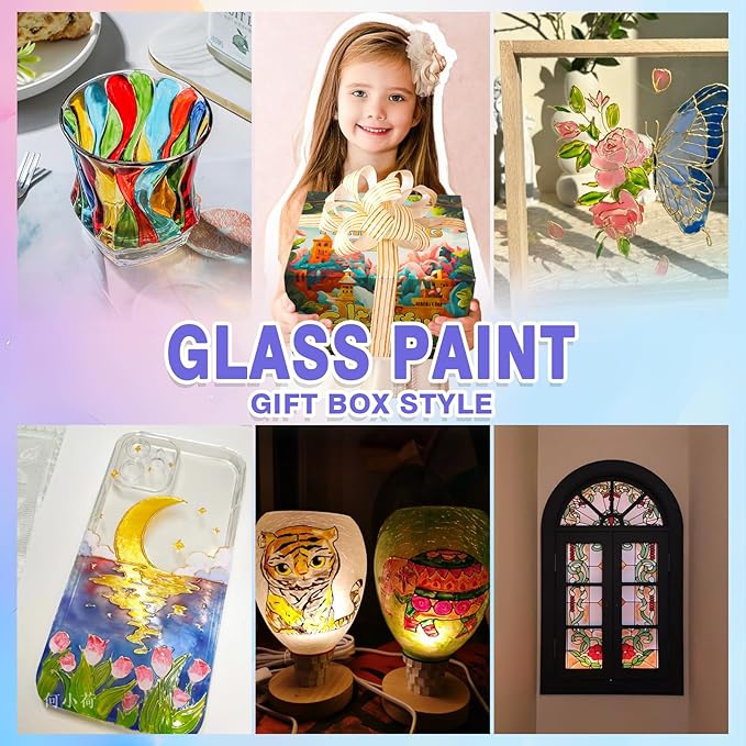 Colorful Kids Acrylic Glass Paint Exquisite Art Kit, Stained Glass Kit - Image 6