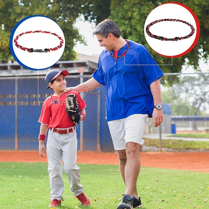 Junkin Baseball Necklaces Three Braided Rope Titanium Necklace for Fans Team Gifts Boys Men Player Softball Sports