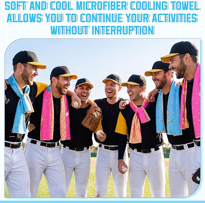 FuWeave 24 Pcs Sports Cooling Towels Baseball Basketball Softball Breathable Soccer Football Volleyball Microfiber Ice Towel Fast Drying for Party Favors Team Gift (Ice Cream Drip,40 x 12 Inch)
