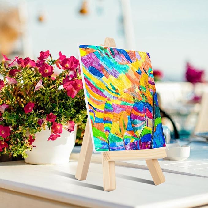 24 Pcs 5 Inch Mini Wood Display Easel, Small Wooden Easel Stand Art Craft - Image 6