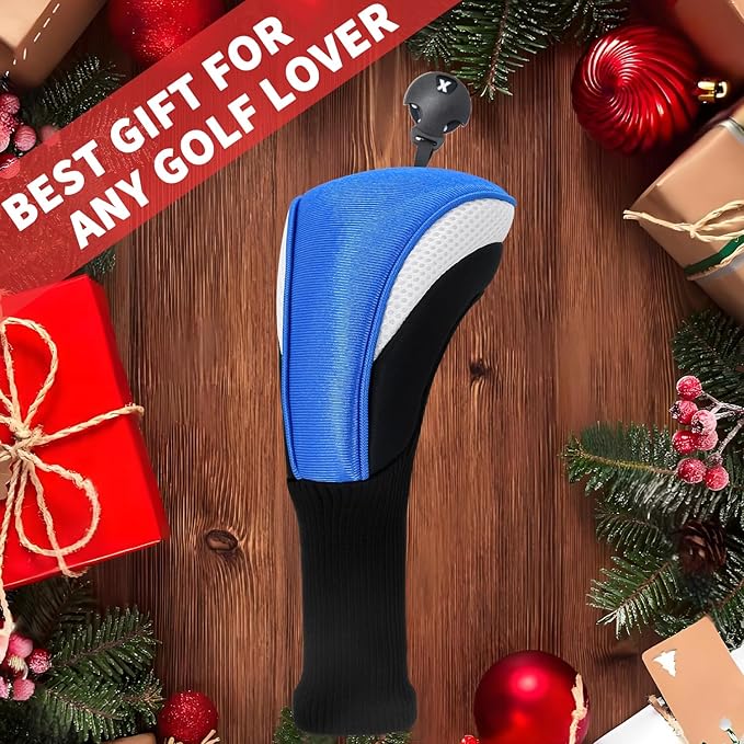 Golf Club Head Covers for Woods 3/4/5/6 Pieces Long Neck Mesh Sports Golf Club Headcovers Set with Interchangeable No. Tags 3 4 5 6 7 X Golf Accessories for Men Women