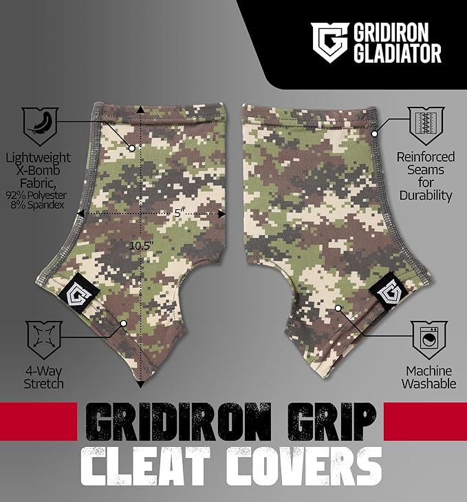 Gridiron Gladiator Cleat Covers - Football Spats - Football Cleat Socks - Cleat Spats for Soccer, Baseball & Softball