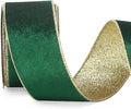 Ribbli Forest Green Velvet Wired Ribbon 2.5 Inch Green Velvet by Ribbli