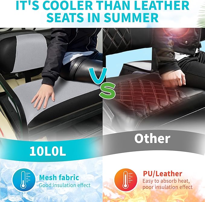 10L0L Universal Golf Cart Rear Seat Cover Dress UP Older Golf Cart Durable Breathable Material Fit Like a Glove for Yamaha EZGO and Club Car, Easy to Install