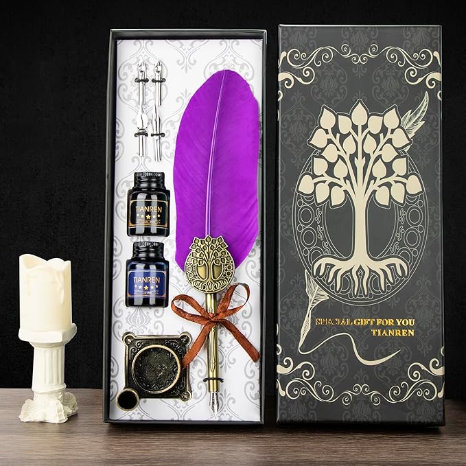 Quill pen ink set, Feather Pen and Ink Set, Antique Calligraphy Pen - Image 5