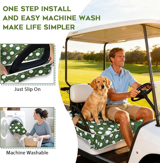 Golf Cart Seat Covers Club Car Golf Cart Accessories 4 Pockets Golf Carts Seat Towel Blanket for Men Women Golf Cart Decor