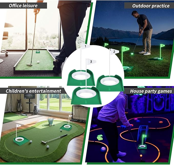 Sotiff Golf Putting Practice Cup Hole Training Aids Golf Accessories Training Putters with Plastic Flag for Adult Office Garage Yard Indoor Outdoor Practice