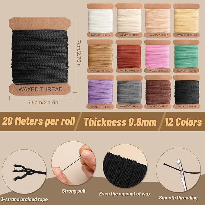IMZAY Upholstery Repair Kit, Waxed Sewing Thread, Heavy Duty Needles, 264 Yards - Image 3