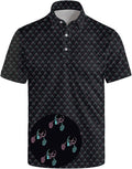 Golf Polo Shirts for Men Funny Print Short Sleeve Golf Shirts Performance Golf Polos