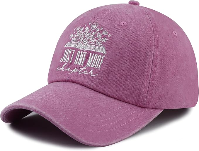 Just One More Chapter Hat for Men Women, Cute Adjustable Cotton Embroidered Book Lovers Baseball Cap