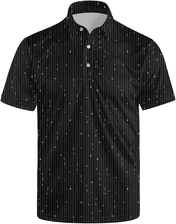 Golf Polo Shirts for Men Funny Print Short Sleeve Golf Shirts Performance Golf Polos
