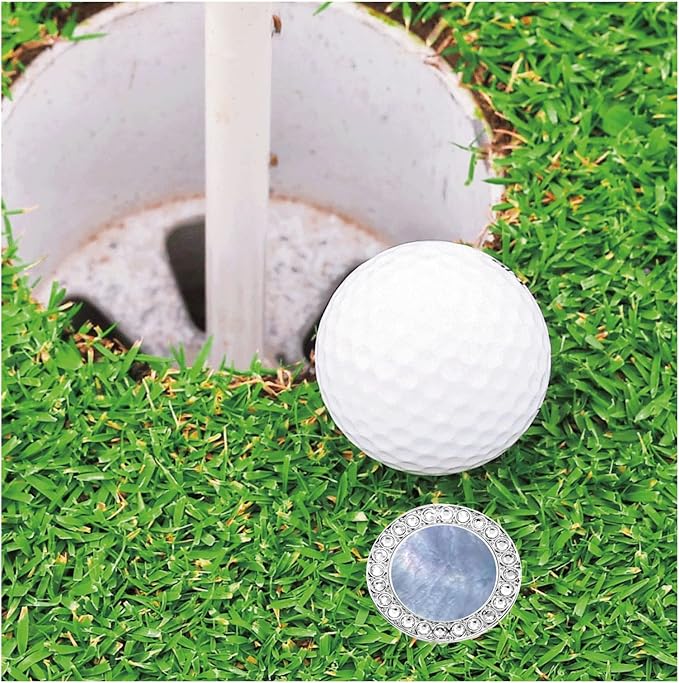 Golf Ball Marker Necklace, Pearl Crystal Ball Marker, Golf Accessories, Golf Gifts, Golf Ball Markers for Women