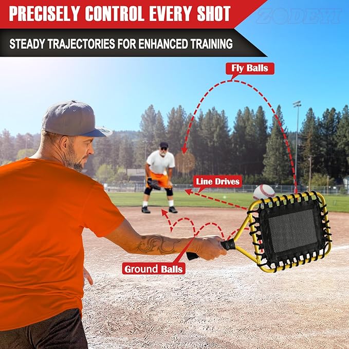 Baseball Racket for Fly Balls, Grounders, and Line Drives - Softball/Baseball Fungo Bat for Coaches and Parents to Help with Auxiliary Training - Attach a Racket Bag and Winding Tape