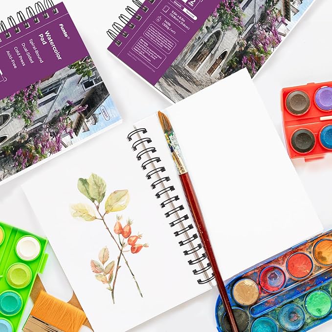Funto Watercolor Pad 5.5x8.5, 30 Sheets, 140lb/300gsm, Double-Sided Cold Press - Image 6