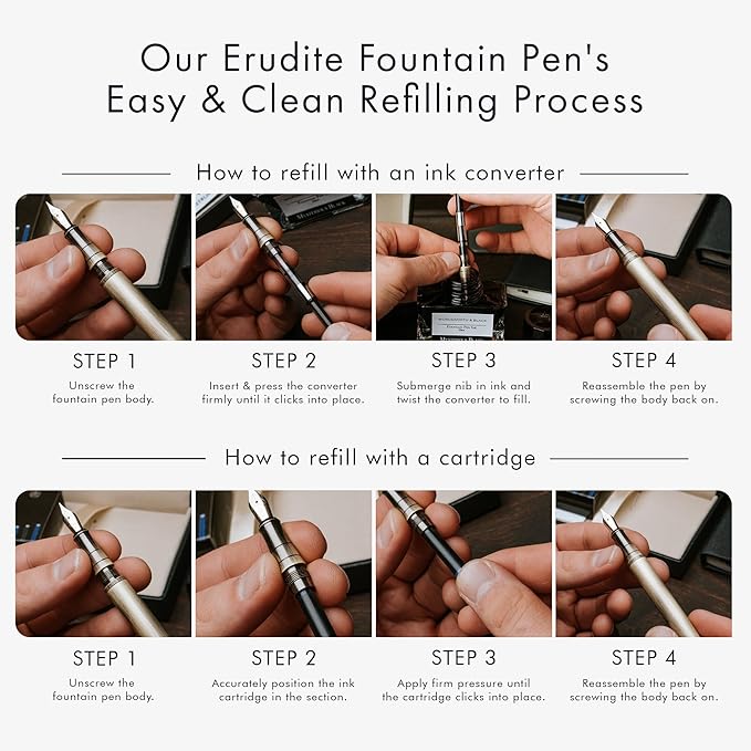 Wordsworth & Black Fountain Pen Set, 18K Gilded Extra Fine Nib, Includes 6 Pack - Image 9