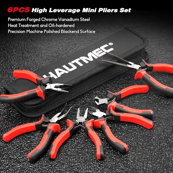HAUTMEC 6PCS Mini Pliers Set High Leverage Multi Small Pliers Tool Set - Image 2