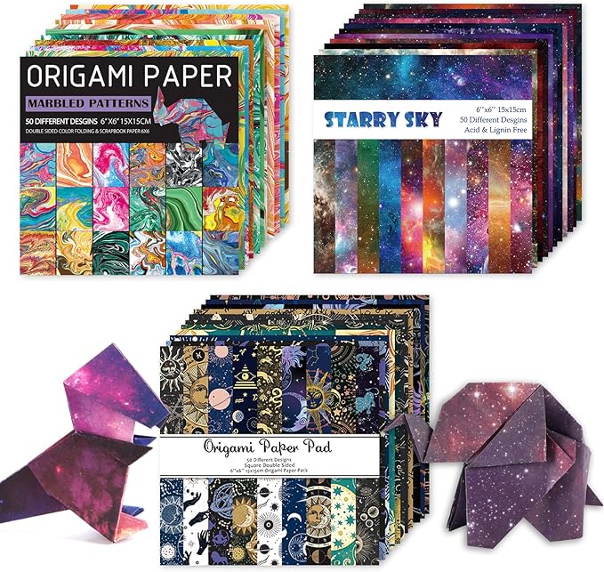 Origami 6x6 Paper Kit 150 Sheets 150 Vivid Colors Double Sided Same Printed by Wanshui