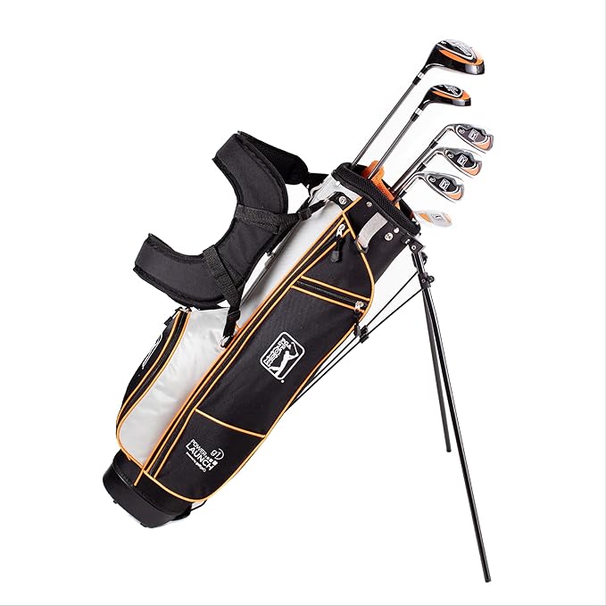 PGA Tour Youth Golf Club Set for Ages 5-15+ (3’5”-5’10”), Right and Left-Handed Kids Golf Sets – Beginner Junior Golf Clubs with Lightweight Stand Bag, Mallet Putter, Hybrid, Driver