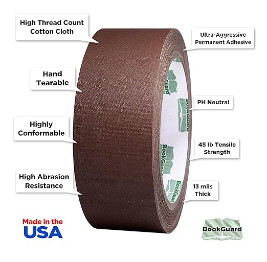 BookGuard 1-1/2 Inch Vinyl-Coated Cotton Cloth Bookbinding Repair Tape - Image 2