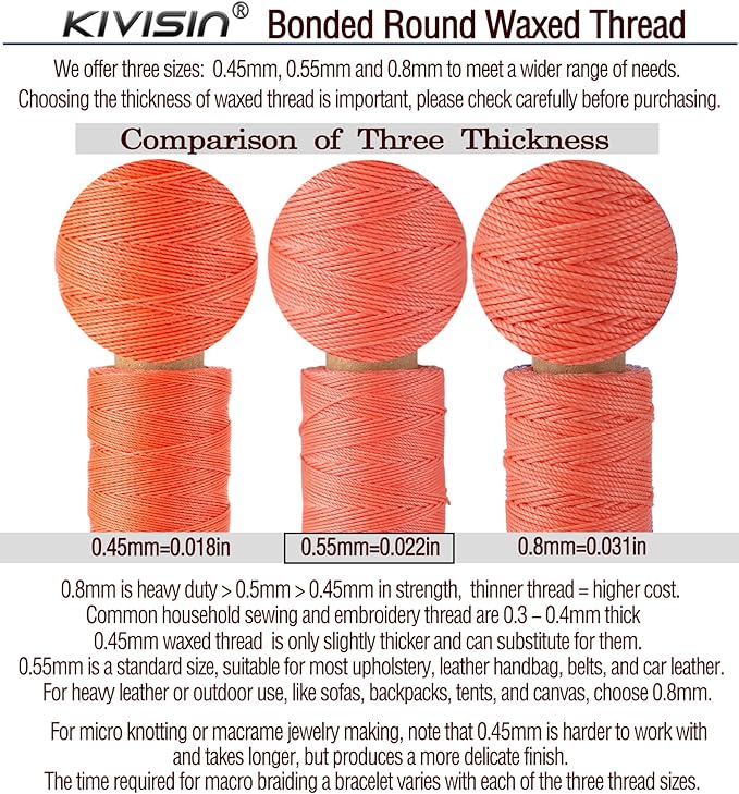 10-Year Popular Assorted Colors Round Waxed Thread -0.55mm 70 Yards 12 Spools - Image 4
