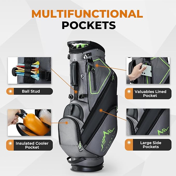 UNIHIMAL 14 Way Dividers Golf Stand Bag Lightweight, Golf Bag for Men Women with Multiple Pockets, Dual Strap and Rain Cover Hood