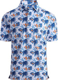 Alex Vando Mens Golf Shirt Moisture Wicking Quick-Dry Print Performance Polo Shirts for Men