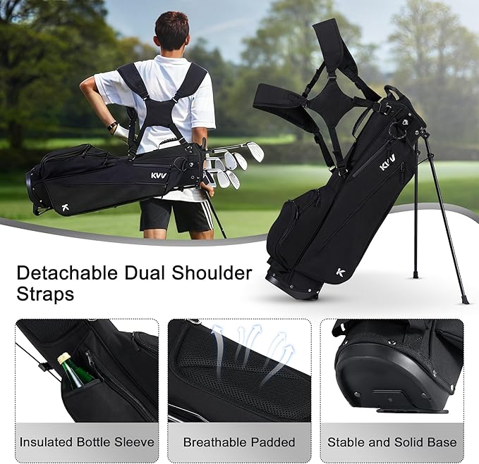 KVV Junior Golf Bag, Lightweight Golf Stand Bag for Young Players for Ages 4-6,6-8,9-12, 12 and Up