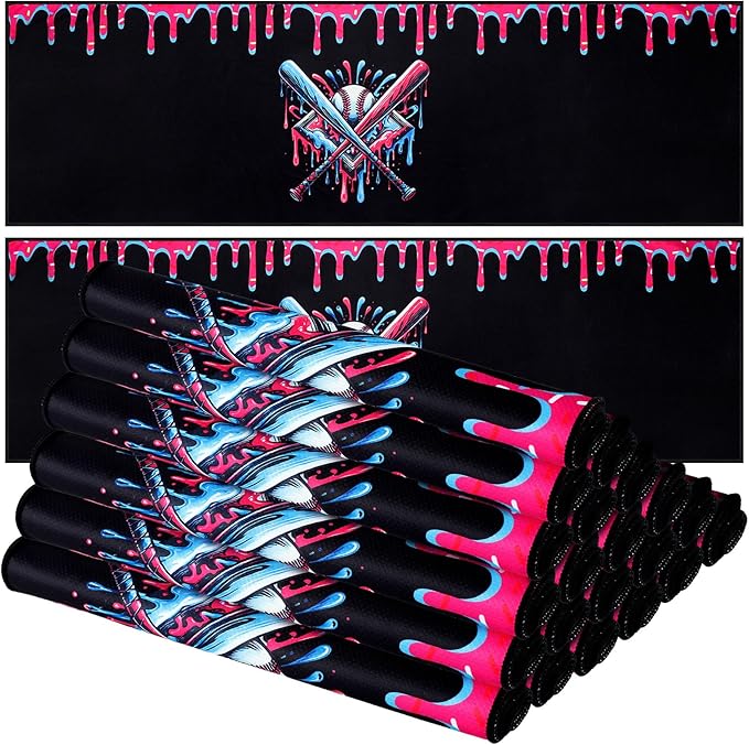 Lounsweer Ice Cream Pattern Drip Baseball Beach Towel 40"x12" Swim Pool Towel Cooling Baseball Softball Team Gift Youth Gift for Hot Weather Workout Gym Sport Party Favors(30 Pcs)