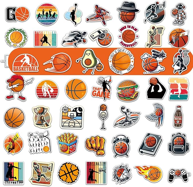 Basketball Party Favors, 12 Pack Basketball Water Bottles with 300 PCS Stickers, 20 oz Sports Squeeze Bottle, BPA-Free Reusable Water Bottles Bulk for Boys, Gifts For Team