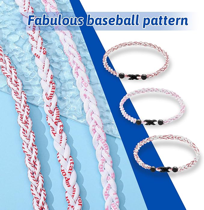 Junkin Baseball Necklaces Three Braided Rope Titanium Necklace for Fans Team Gifts Boys Men Player Softball Sports