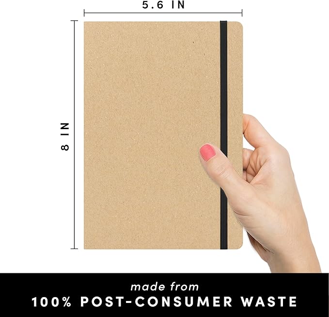 PAPERAGE Recycled Blank Journal Notebook, 160 Pages, Medium 5.6 in x 8 in - Image 2