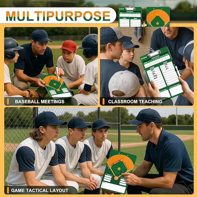 Baseball Lineup Board, Double-Sided Clipboard for Coaches, Dry Erase Lineup Boards, 3rd Generation Coaching Clipboard for Baseball, Softball, Portable and Efficient